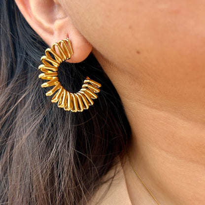Golden Swirl Hoop Earrings