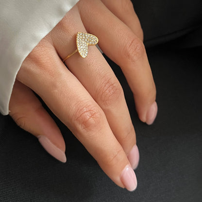 Sparkling Heart Adjustable Ring