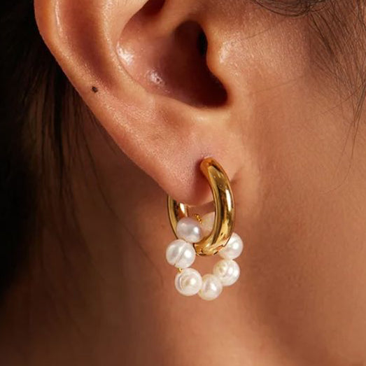 Classic Pearl Hoops