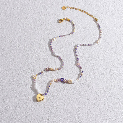 Saanvi Beaded Vintage Heart Charm Necklace