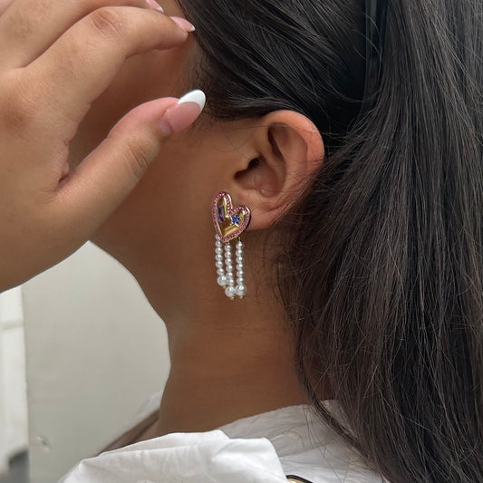 Heart Of Gems Pearl Drop Earrings